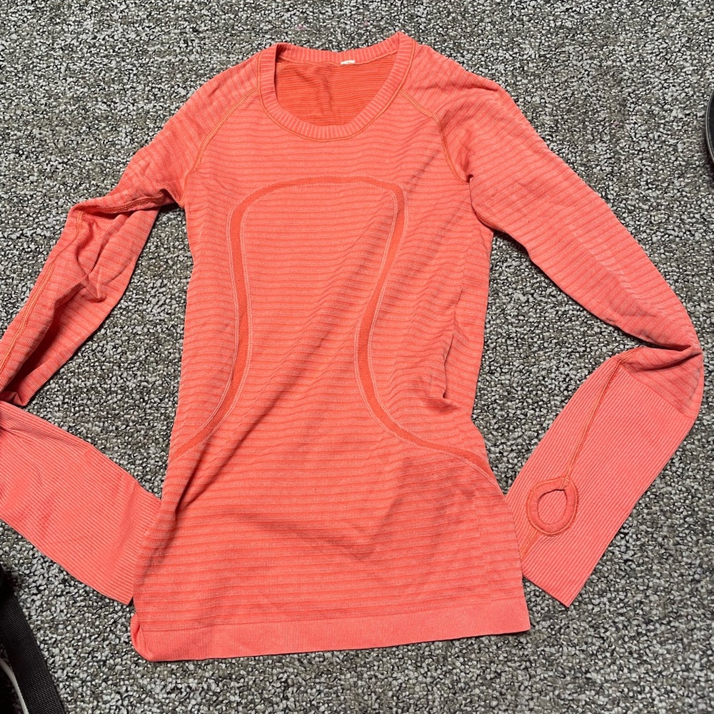 Orange coral Lululemon long sleeve